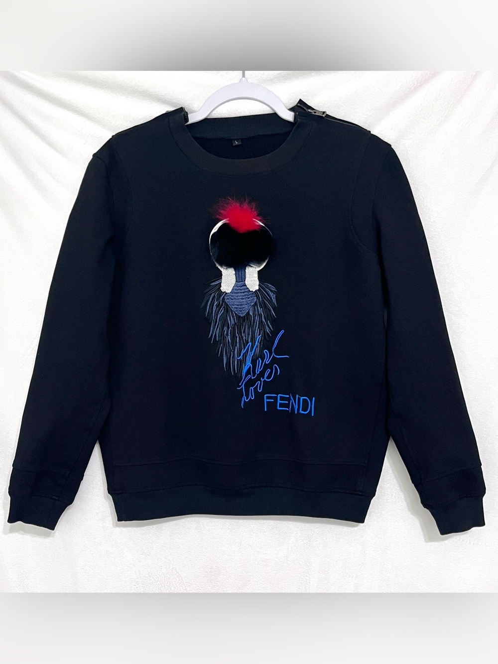 Fendi x Karl Lagerfeld Karlito Fur Sweatshirt Black Size L “Karlito” Capsule
